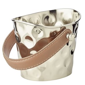 Vinkler hamret stl med kunstskinds hank brun